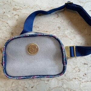 Lilly Pulitzer Clear Waist Shoulder Bag Gold and Flower Accents